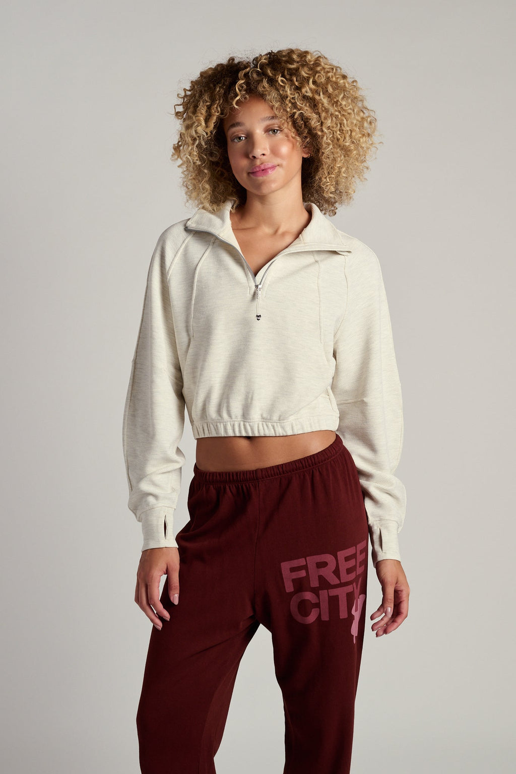 Scuba Cropped 1/2 Zip Funnel Neck